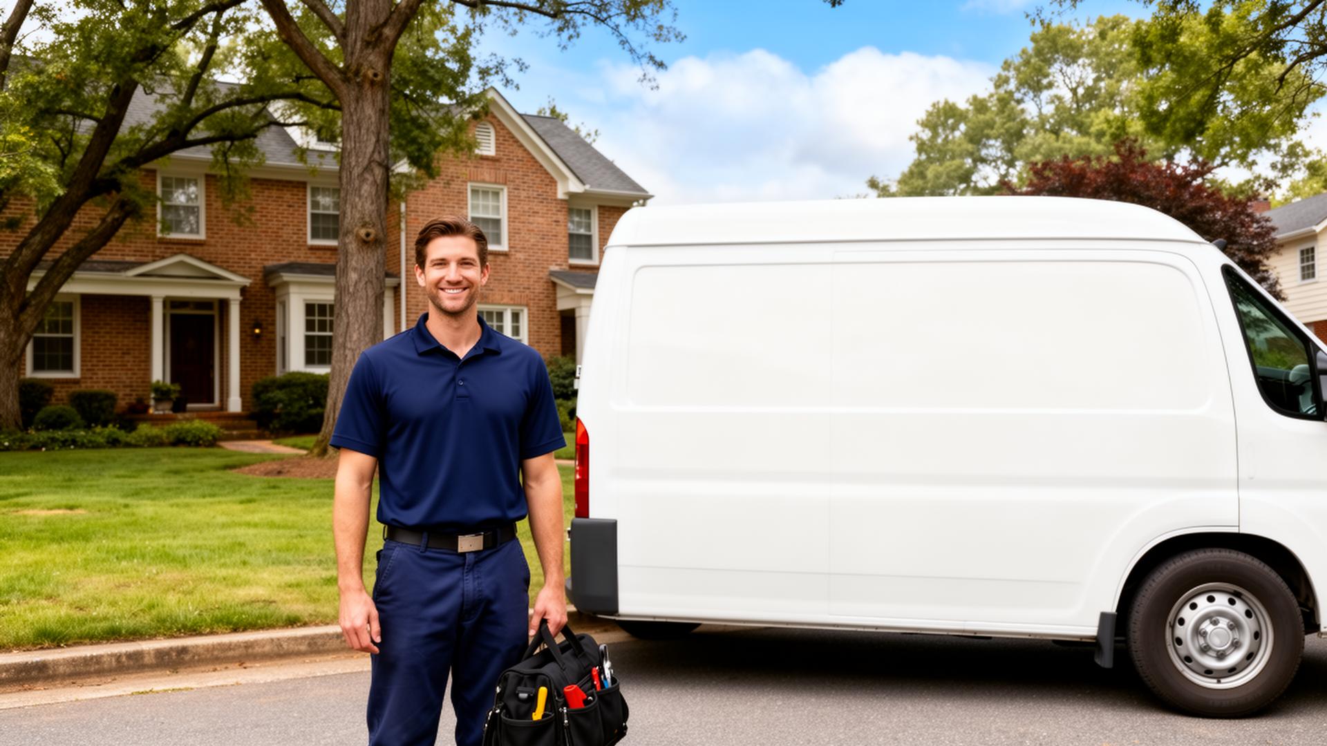 River City Plumbing technician with service van in Richmond, VA